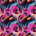 Abstract colorful funky surreal psychedelic dynamic liquid 3D forms substance seamless pattern Royalty Free Stock Photo