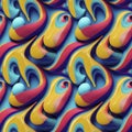 Abstract colorful funky surreal psychedelic dynamic liquid 3D forms substance seamless pattern Royalty Free Stock Photo