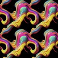 Abstract colorful funky surreal psychedelic dynamic liquid 3D forms substance seamless pattern Royalty Free Stock Photo