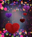 Abstract colorful furry hearts