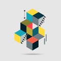 Abstract colorful geometric isometric vintage retro style background