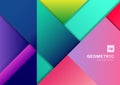 Abstract colorful geometric shape overlapping 3D dimension background. Template modern flat material vibrant color Royalty Free Stock Photo