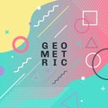 Abstract colorful geometric shapes and forms trendy fashion memphis style card design background. You can use for poster, brochure