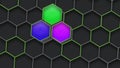Abstract colorful geometric structure background. Hexagons figure backdrop. 3d elements texture Royalty Free Stock Photo