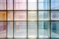 Abstract Colorful Glass Block Wall Pattern Background with Diffused Natural Light for Modern Interior Design Concepts Royalty Free Stock Photo