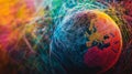 Abstract Colorful Globe with Vibrant Network Connections Royalty Free Stock Photo