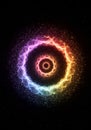 Abstract Colorful Glowing Circle on Black Background Royalty Free Stock Photo