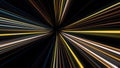 Abstract colorful glowing lasers forming speed tunnel on black background, seamless loop. Animation. Motion graphic Royalty Free Stock Photo