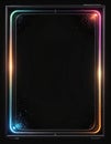 Abstract Colorful Glowing Rectangular Frame With Glittering Particles On Black Background Royalty Free Stock Photo
