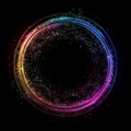 Abstract Colorful Glowing Ring of Light Particles on Black Background Royalty Free Stock Photo
