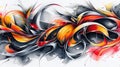 Abstract colorful graffiti art with flowing lines and dynamic shapes Royalty Free Stock Photo
