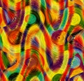 Abstract colorful grunge striped wavy background with discs