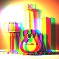 Abstract colorful Guitar background and Digital illustration art. Royalty Free Stock Photo