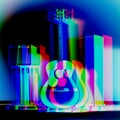 Abstract colorful Guitar background and Digital illustration art. Royalty Free Stock Photo