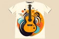 Abstract colorful guitar picture on t-shirt Royalty Free Stock Photo