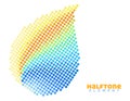 Abstract colorful halftone element with saturated colors dots. Multicolor graphics