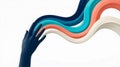 Abstract colorful hand reaching towards flowing gradient waves illustrating connection creativity and inspiration Royalty Free Stock Photo