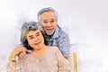Happiness Asia senior couple lover relaxation and resting at home on watercolor illustration painting background.
