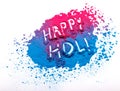 Abstract colorful Happy Holi background. Color vibrant powder isolated on white. Dust colored splash texture. Flat lay Royalty Free Stock Photo