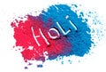 Abstract colorful Happy Holi background. Color vibrant powder isolated on white. Dust colored splash texture. Flat lay holi paint Royalty Free Stock Photo