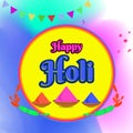 Abstract colorful happy holi illustration with color splash explosion. Traditional decorative Holi festival background.