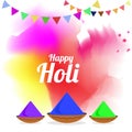 Abstract colorful happy holi illustration with color splash explosion. Traditional decorative Holi festival background.