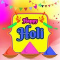 Abstract colorful happy holi illustration with color splash explosion. Traditional decorative Holi festival background.