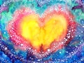Abstract colorful heart love mind mental spiritual soul soulmate inspiring universe emotions energy healing art watercolor Royalty Free Stock Photo
