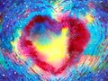 Abstract colorful heart love mind mental spiritual soul soulmate inspiring universe emotions energy healing art watercolor Royalty Free Stock Photo