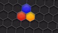 Abstract colorful hexagons structure on the background. Geometric shapes elements backdrop Royalty Free Stock Photo