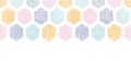 Abstract colorful honeycomb fabric textured horizontal seamless pattern background