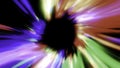 Abstract colorful hyperspace tunnel through space time vortex. Motion. Sci Fi interstellar space travel through wormhole