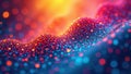 Abstract colorful illuminated particle wave landscape with dynamic bokeh background. Generative AI Royalty Free Stock Photo