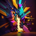 Abstract colorful illustration of an explosion in an entrance