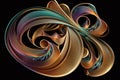 Abstract colorful illustration of a twirling and twisted dynamic shape, made from multiple thin threads, interwined. Generative AI Royalty Free Stock Photo