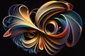 Abstract colorful illustration of a twirling and twisted dynamic shape, made from multiple thin threads, interwined. Generative AI Royalty Free Stock Photo