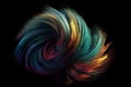 Abstract colorful illustration of a twirling and twisted dynamic shape, made from multiple thin threads, interwined. Generative AI Royalty Free Stock Photo