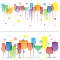 Abstract colorful illustration of wine drink glasses. Vector logo template. Concept for bar menu, alcohol