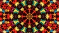 Abstract colorful kaleidoscopic pattern with bright glowing christmas stars
