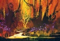 Abstract colorful landscape,fantasy forest