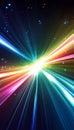 Abstract Colorful Light Streaks Background, Spectrum of Colors, Rainbow Exploding With Bright Flash.