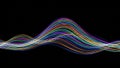 Abstract colorful light trails forming a wave pattern on black background Royalty Free Stock Photo