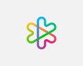 Abstract colorful linear logo icon design abstract modern minimal gradient style illustration. Hearts arrows plus play