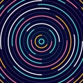 Abstract colorful lines bright circles pattern on dark background. Royalty Free Stock Photo
