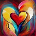 Abstract colorful liquid oil painting illustration on heart shape background Royalty Free Stock Photo