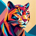 Abstract colorful low poly tiger portrait. Vector illustration for your design. Generative AI