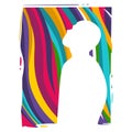 Abstract colorful male silhouette looking up vector illustration