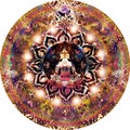 Abstract colorful mandala with yoga figure