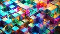 Abstract colorful metallic cube array a vibrant, iridescent composition of stacked, reflective blocks exhibiting a dynamic