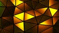 Abstract colorful mosaic background, gold polygons on black, dark trangle shapes stained glass